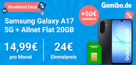 Nur 8€ mtl. dank 200€ Bonus ✨📱 Samsung Galaxy A17 mit 20GB Telekom Allnet-Flat