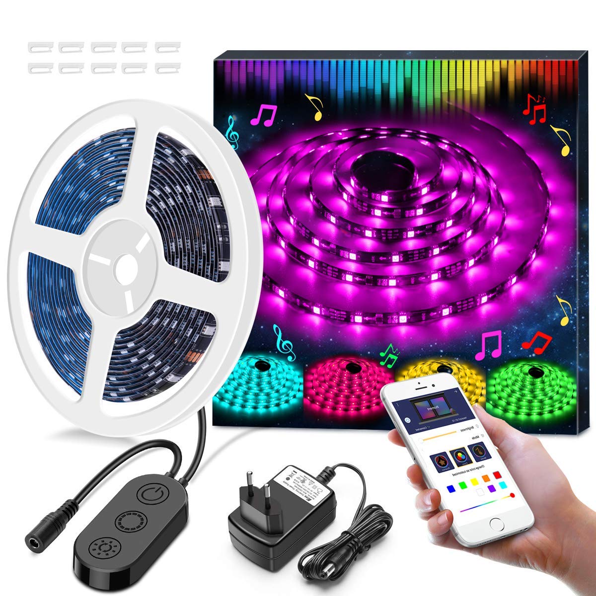 LED Band Lichter Synchronisierung zur Musik durch APP-Kontrolle 5 Meter