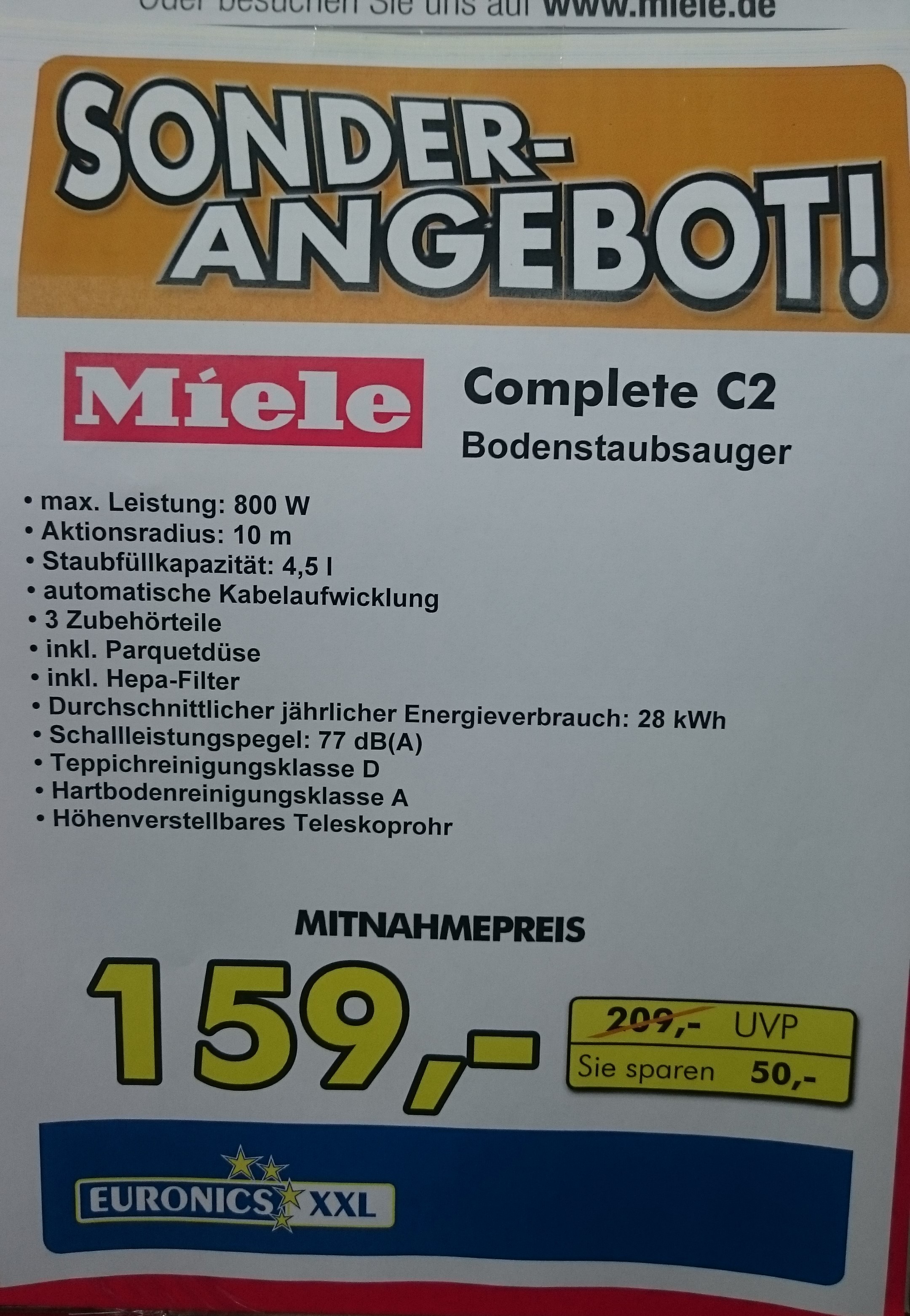 [local] Euronics XXL Burghausen - MIELE Complete C2 Twister EcoLine Bodenstaubsauger für unschlagbare 159,-