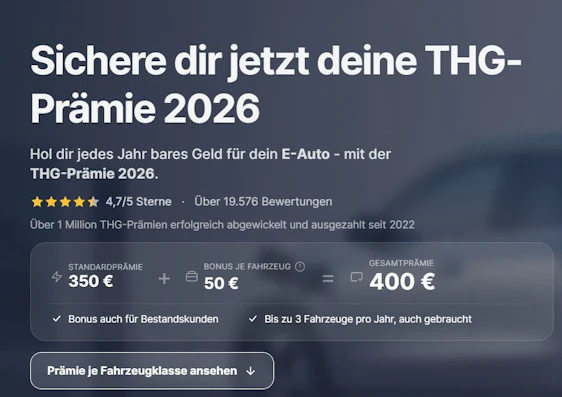 400 Euro THG-Prämie - Geld für das dein E-Auto
