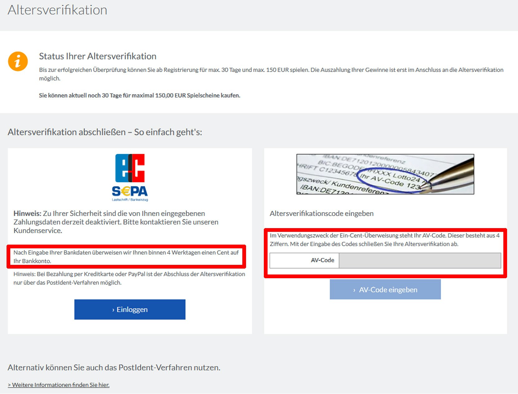 Altersverifikation wählen