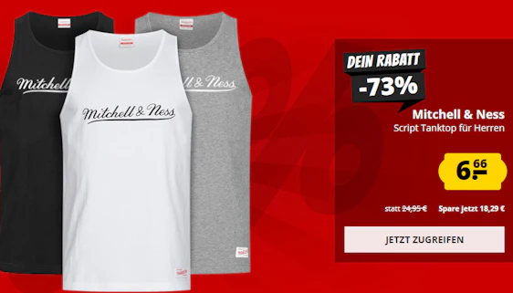 Mitchell & Ness Script Tank Top Shirt 3 vers. Farben für nur 6,66€ statt 24,95€