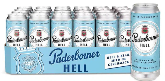 Paderborner Hell Bier, mild 24 x 0.5 L Dose für 11,15€(statt 16,56€ )