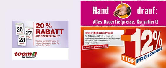Günstige Heimwerker-Produkte durch 20% toom Gutschein und Preisgarantie bei Hornbach und Bauhaus *UPDATE*