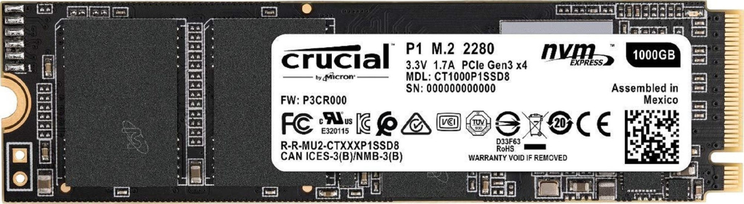 Crucial P1 1TB für 75€ – interne NVMe SSD mit M.2 Schnittstelle, 2.000 MB/s Lesen &amp; 1.700 MB/s Schreiben
