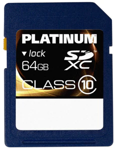 Platinum SD-Karte 64GB Class10 und Aufbewahrungstasche für 29€