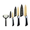 Dailycious Messer-Set, Keramik, goldfarbene Titanium-Klinge, zweifarbiger Griff aus schwarzem ABS und grauem Silikon