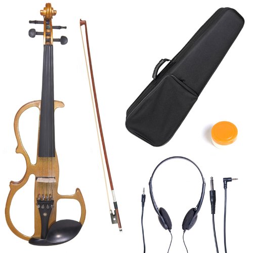 Cecilio CEVN-L2Y Stil 2 E-Violine E-Geige Für Linkshänder mit Koffer, Kolofonium, Bogen und Kopfhörer (3/4 Größe) metallisch gelb für 32,41€