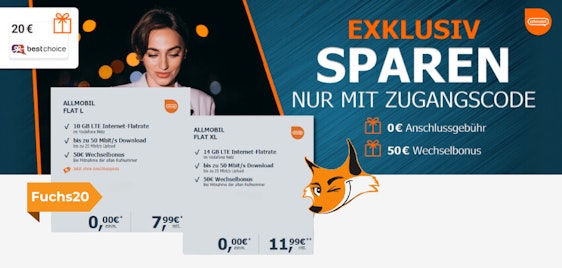 Ohne Anschlusspreis & mit 50€ Bonus 🤯 » Allmobil Allnet-Flats schon ab eff. 5€ mtl. 🤑