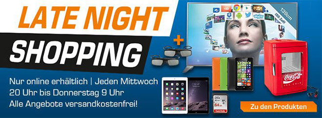 Saturn Late Night Shopping in der Übersicht - z.B. SanDisk SDXC Ultra 64GB Class 10 für 20€