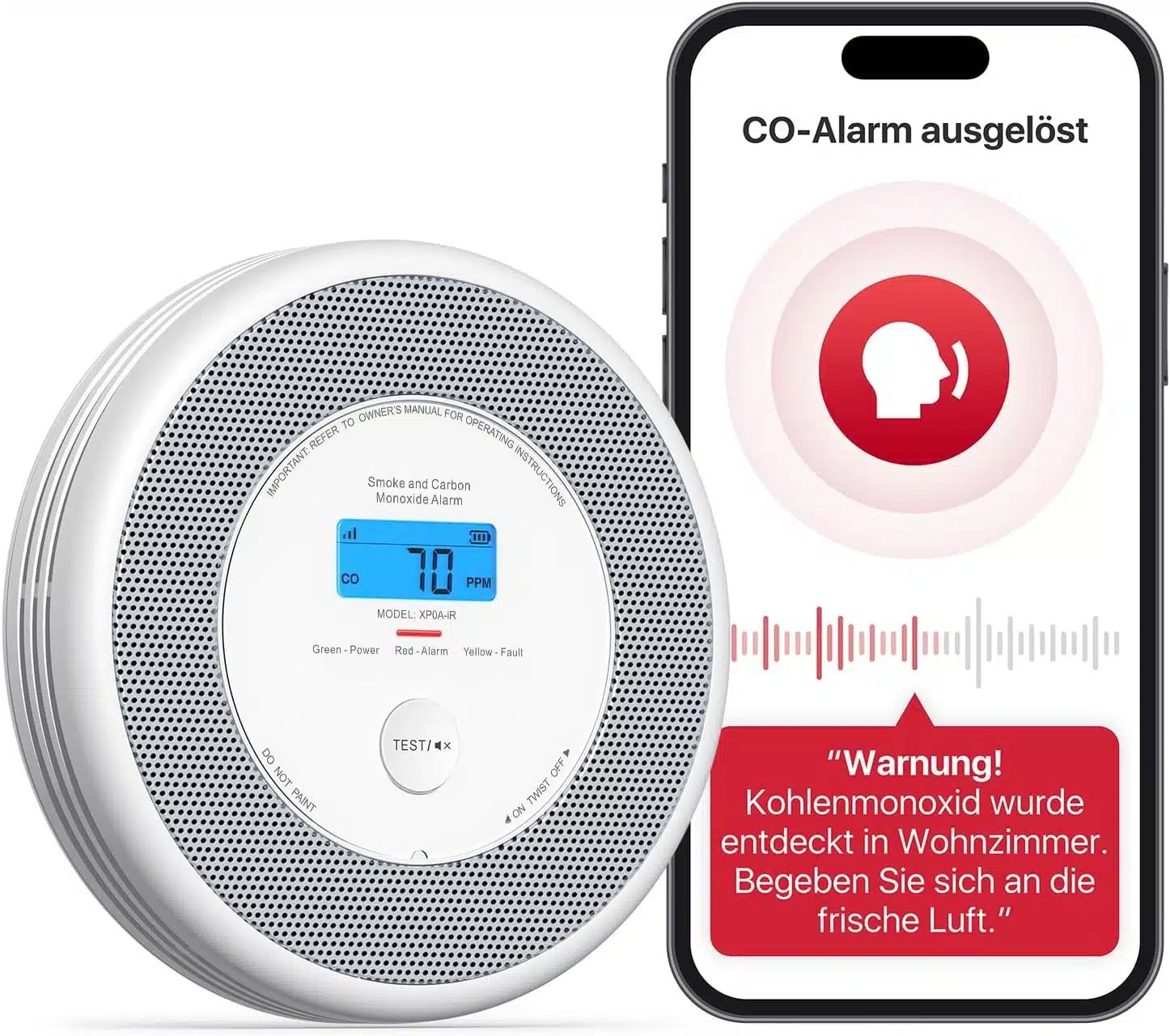 X-Sense XP0A-iR: WLAN-Rauch- und CO-Melder mit Sprachalarm