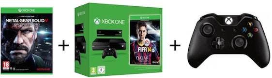 Xbox One inkl. 2 Kontrollern, FIFA14 & Metal Gear Solid V: Ground Zeroes für 476€