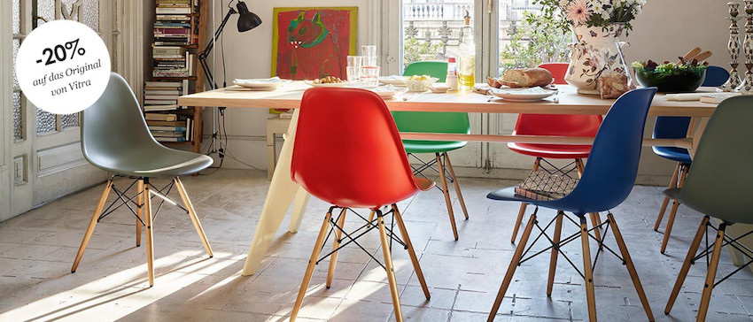 Vitra Eames Stühle mit bis zu 20% Rabatt – Designer-Möbel zum Schnäppchenpreis