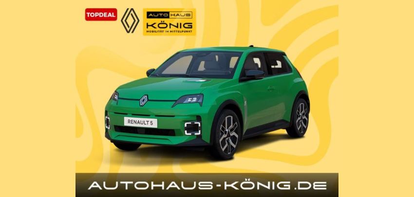 Renault 5 Evolution für 159€ ⚡ – elektrisches Stadtauto, 310km Reichweite, schnelle Aufladung