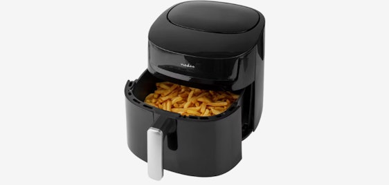 Nedis Heißluftfritteuse für 59€ - 7,2 Liter Korb, 8 Programme, Touch-Bedienung