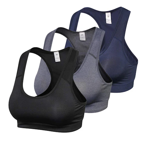 Damen Sport BH 3er Pack Gepolsterte Racerback