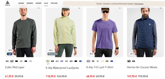 Odlo Mid-Season Sale: 3 Artikel auswählen, nur 2 bezahlen 🏃♂️👕 Günstigster Artikel geschenkt!