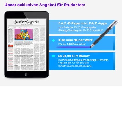 Kostenloses iPad mini zur FAZ Zeitung für Studenten