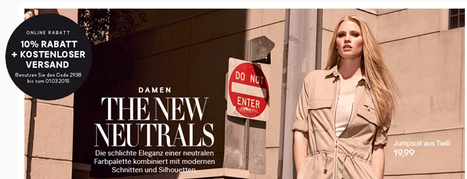 10% Rabatt auf alles bei H&amp;M + kostenloser Versand