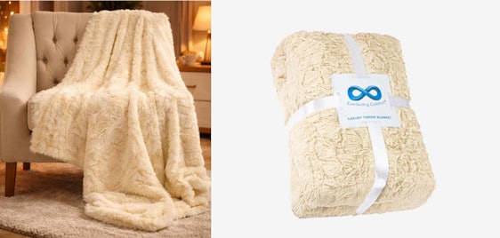 Everlasting Comfort Kuscheldecke nur 8€ - kuscheliges Kunstfell, 127x165 cm, Farbe: elfenbein