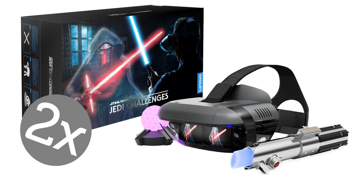 2x Lenovo Mirage + Star Wars Jedi Challenges für 66€ − Augmented-Reality-Sets mit Headset, Lichtschwert-Controller &amp; Peilsender