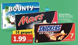 Mars/Snickers/Bounty-Eis für 1,99€ bei LIDL