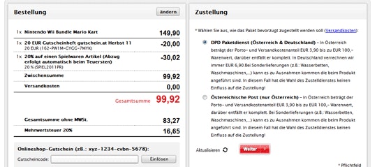 Nintendo Wii Mario Kart Bundle für 107€