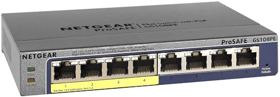 Netgear GS108PE-300EUS 8 Port ProSAFE Smart Managed Plus Gigabit Ethernet Switch (4 x PoE 53W