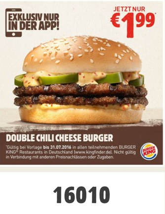 Double Chilli Cheese Burger für 1,99€