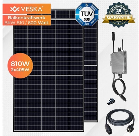 Veska BKW-810/600 WIFI für 675€ - Balkonkraftwerk mit 600 Watt Solarmodulen