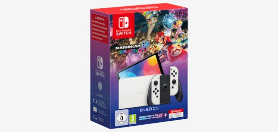 Nintendo Switch (OLED) + Mario Kart 8 Deluxe + 12 Monate Nintendo Online für 294€