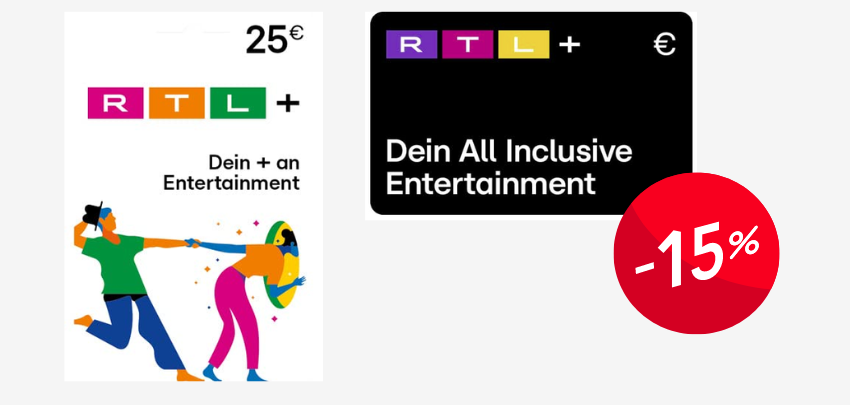 25€-RTL+ Gutschein für nur 21€ - Entertainment-Paket, HD Streaming, Musik &amp; Podcasts