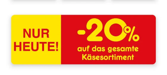 Nur heute 20% auf das gesamte Käsesortiment bei Netto