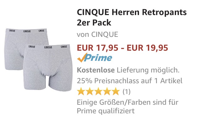 25% Rabatt auf Cinque Boxershorts
