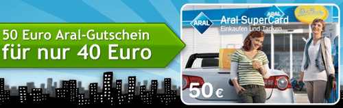 50€ Aral Tankgutschein für 40€ bei Quicker