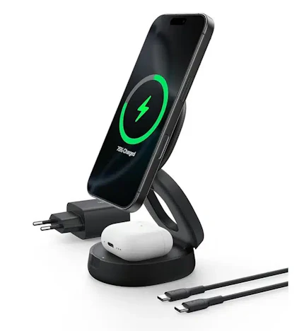 Belkin BoostCharge Verstellbare, magnetische 2-in-1-Ladestation mit Qi2 (15 W) in Schwarz und Weiß (WIZ035) je 36,99€ statt 43,30€