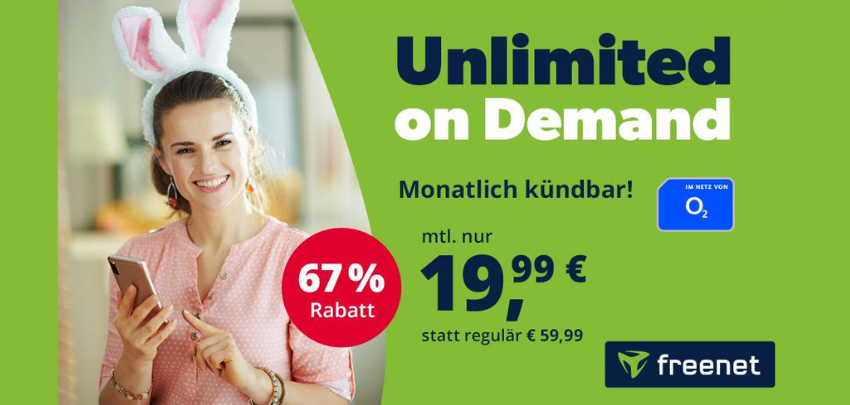 Letzter Tag! 5G Datenvolumen ohne Ende ♾️ o2 mobile Unlimited on Demand Allnet-Flat für 19,99€ mtl. 🔥