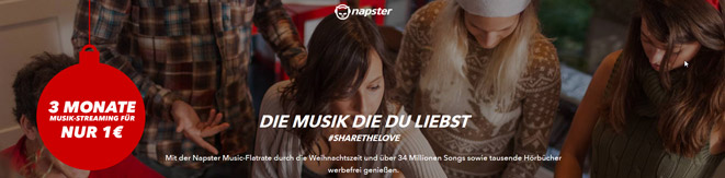 Napster 3 Monate für 1€ - Music-Flatrate mit 34 Mio. Titeln *UPDATE*