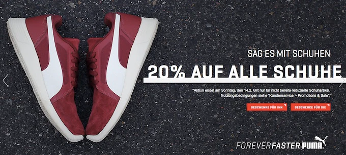 Puma Sale 20 Prozent auf Schuhe