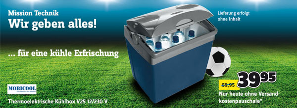 Mobicool V25 für 35€ – 25l thermoelektrische Kühlbox mit Energieeffizienzklasse A