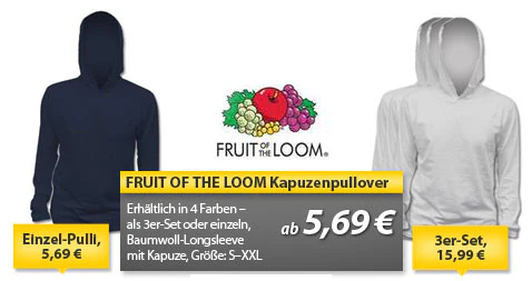 Kapuzenpullover von Fruit of the Loom in verschiedenen Farben für 6€
