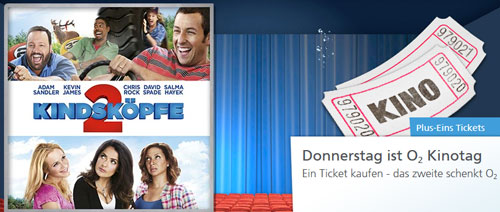 O2 Kinotag - 2 Tickets zum Preis von einem - Kindsköpfe 2 zum halben Preis gucken
