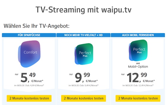 Waipu.tv kostenlos sichern - für GMX.de und Web.de User