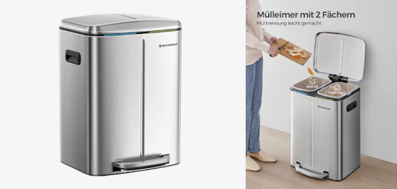 Songmics Mülleimer für 53€ - 40L Kapazität, 2 Innenbehälter, sanftes Schließen