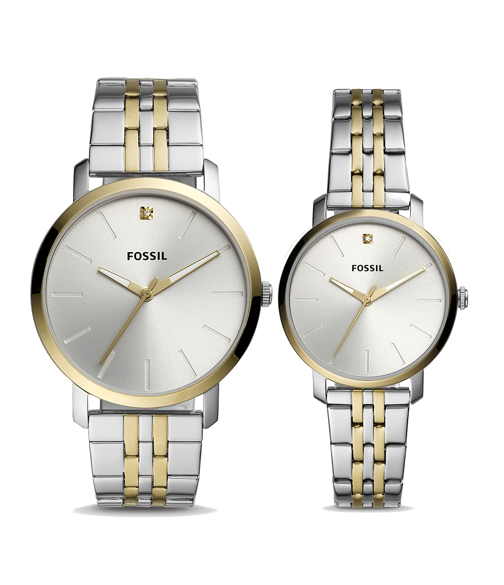 Fossil Lux Luther BQ2467SET für 79€ – Damen- &amp; Herrenuhren-Set in Edelstahl Bicolor
