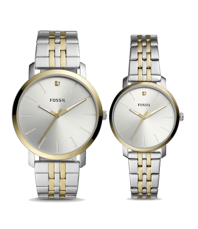 Fossil Lux Luther BQ2467SET für 79€ – Damen- & Herrenuhren-Set in Edelstahl Bicolor