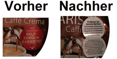 Aufkleber hochklappen