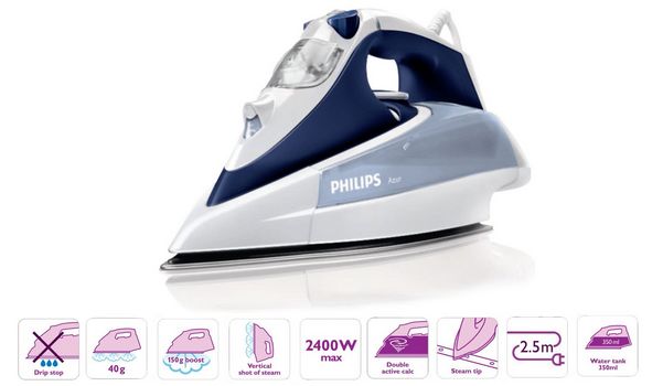 Philips GC4410/22 Azur Dampfbügeleisen für 33€ - 2400 W mit SteamGlide-Dampfbügelsohle