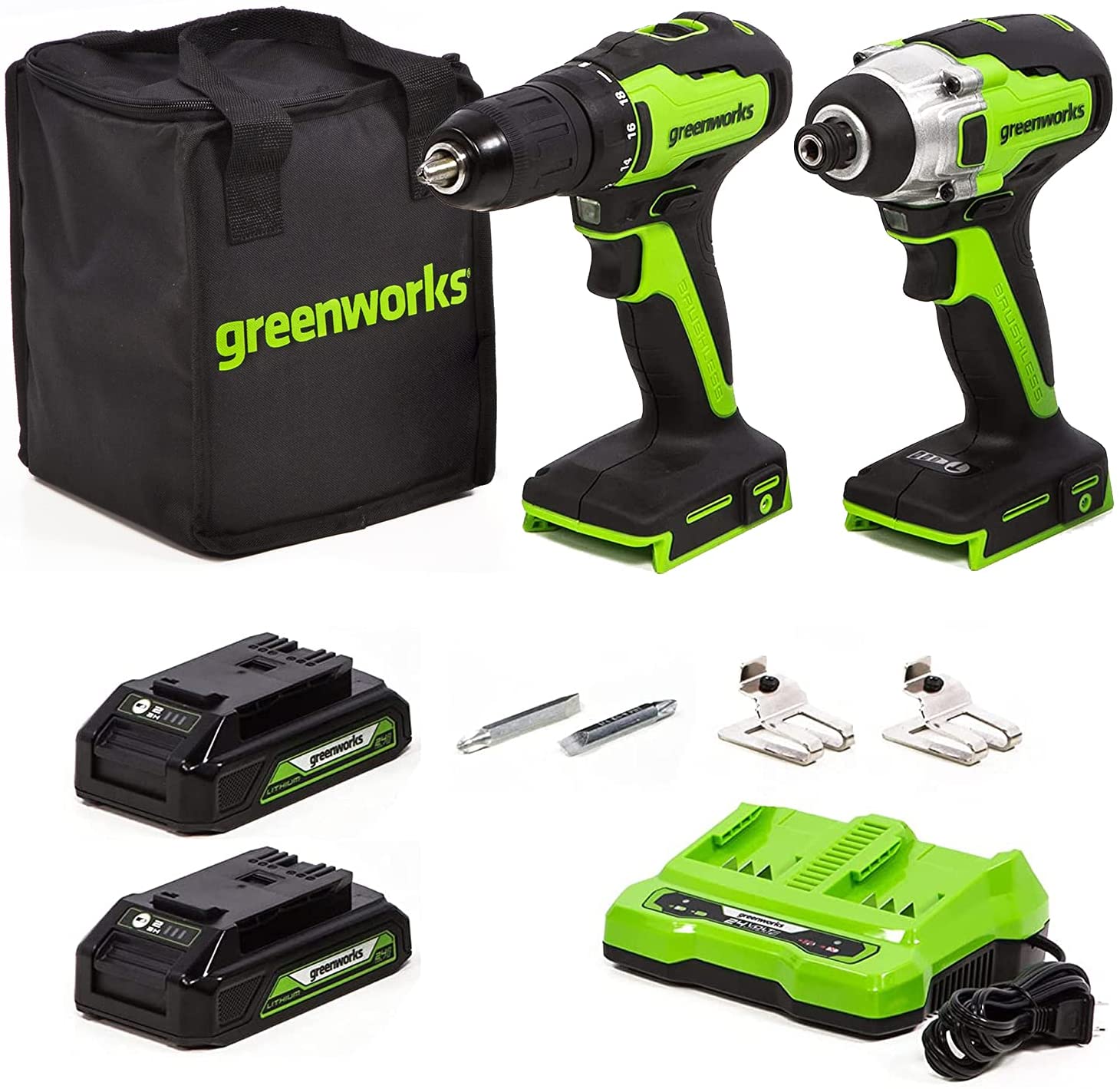 Greenworks Brushless Akku-Bohrschrauber und Schlagschrauber-Set Blitzangebote Nur 84,99€ ! 