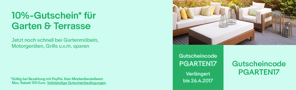 10% Rabatt auf alles für Garten und Terrasse bei eBay – Grills, Gartengeräte u.v.m.